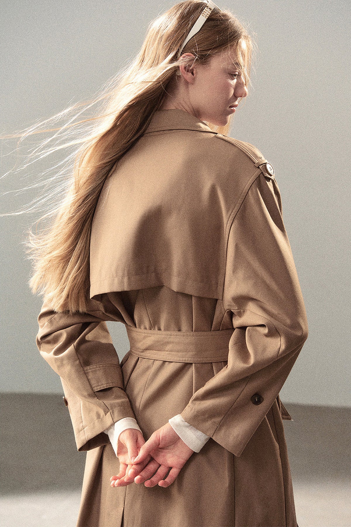 Long Double-Breasted Trench Coat