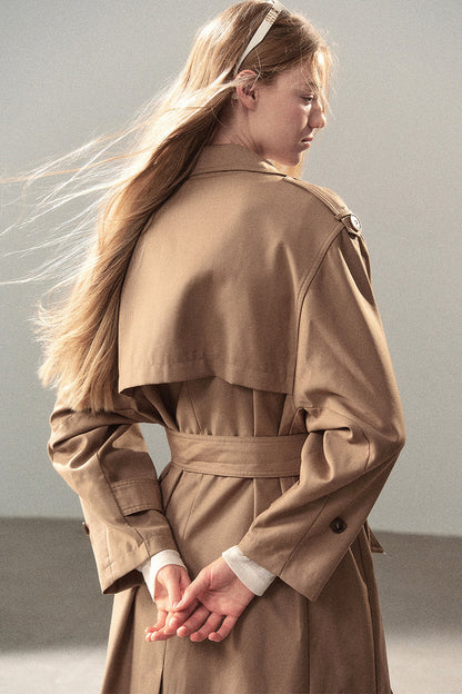 Long Double-Breasted Trench Coat