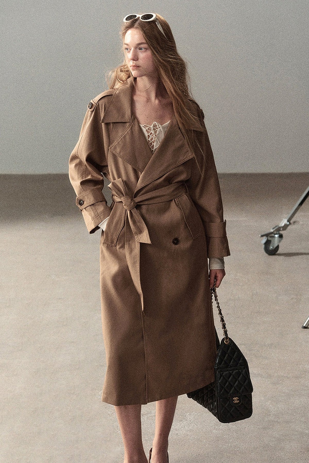 Long Double-Breasted Trench Coat