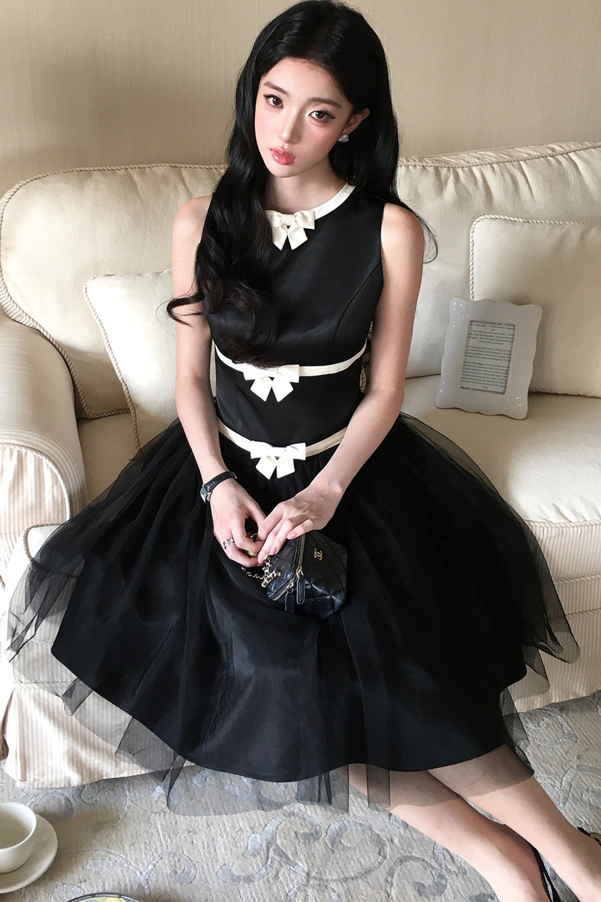 Sleeveless Bow A-Line Dress