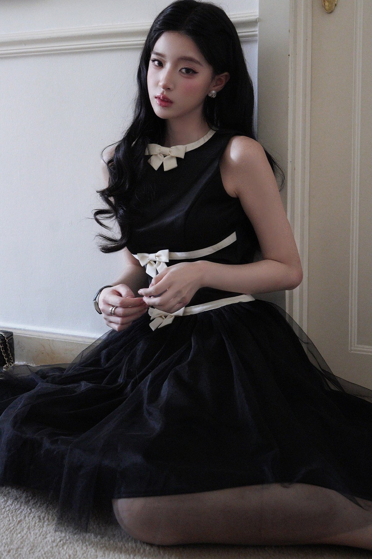 Sleeveless Bow A-Line Dress