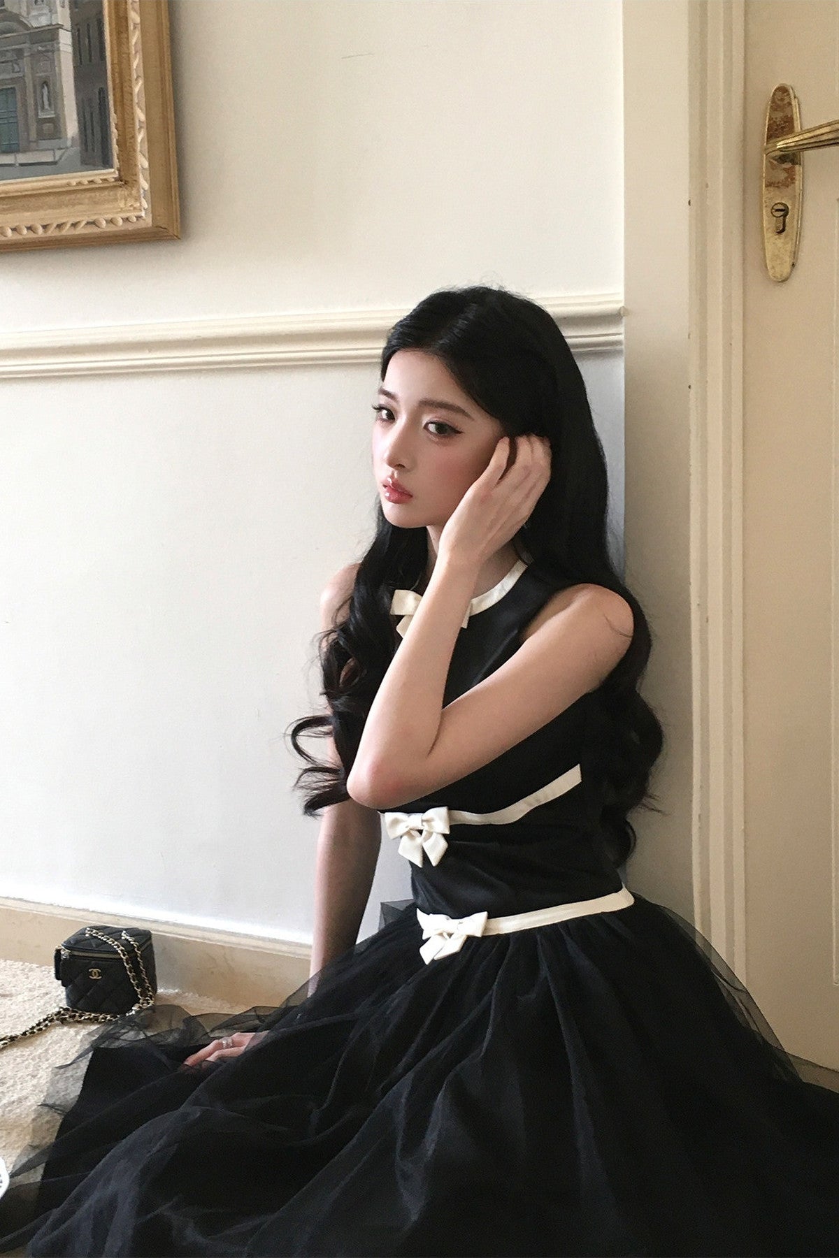 Sleeveless Bow A-Line Dress
