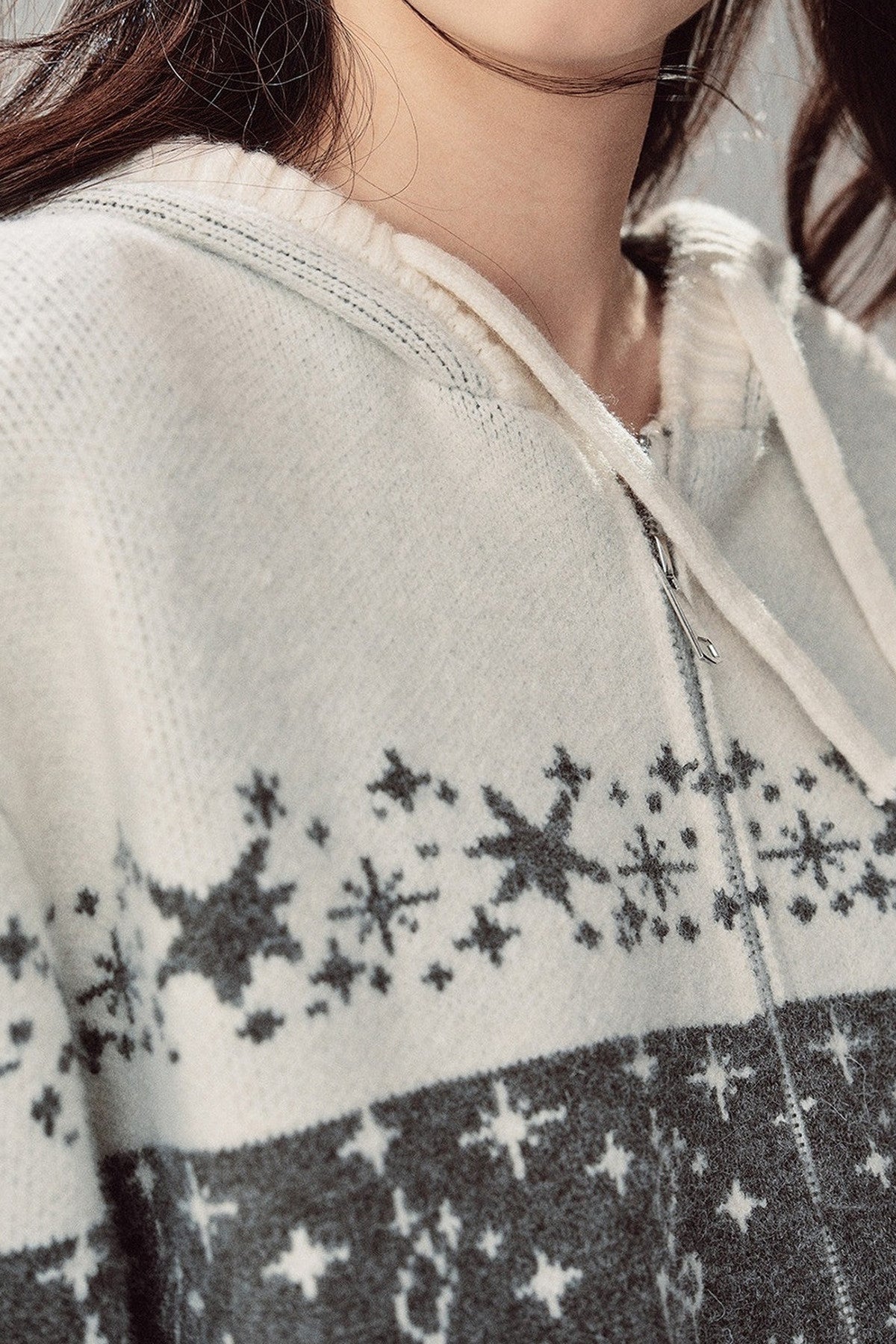 Fair Isle Jacquard Knit Jacket and Shorts Set-Up
