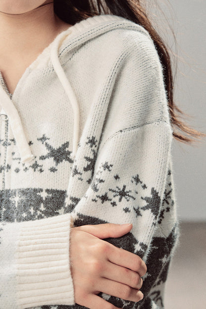 Fair Isle Jacquard Knit Jacket and Shorts Set-Up