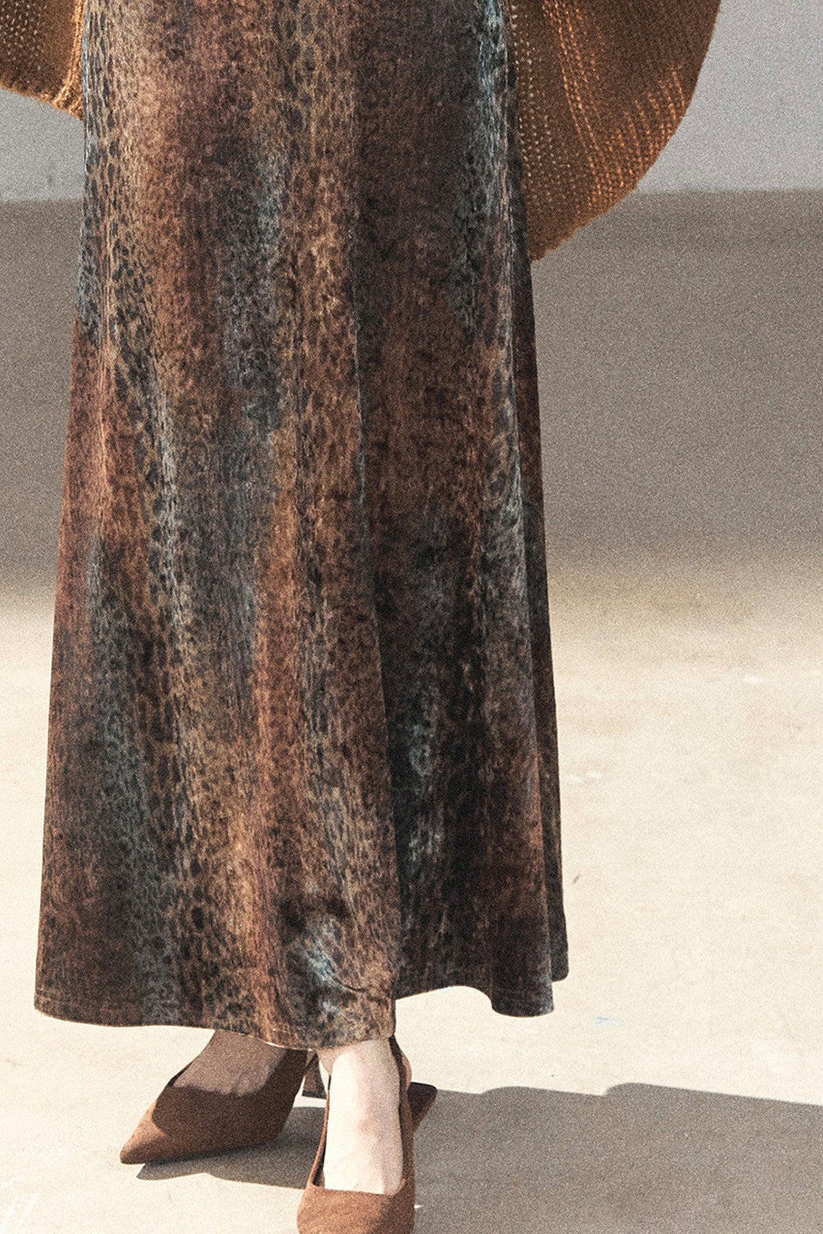 Leopard Print Velvet Strap Long Dress