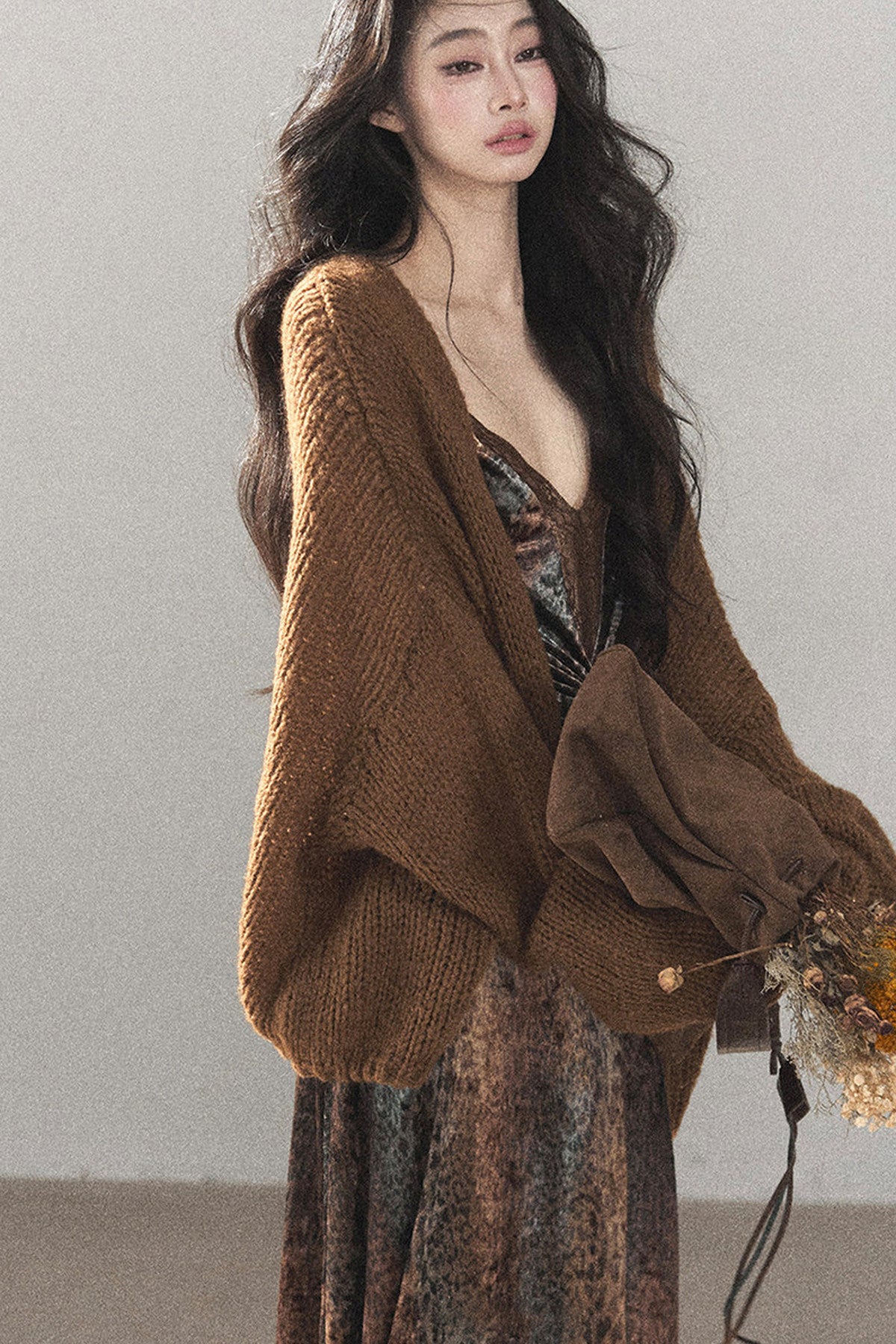 Leopard Print Velvet Strap Long Dress