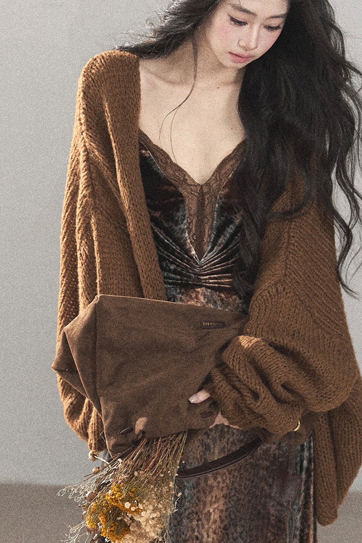 Leopard Print Velvet Strap Long Dress