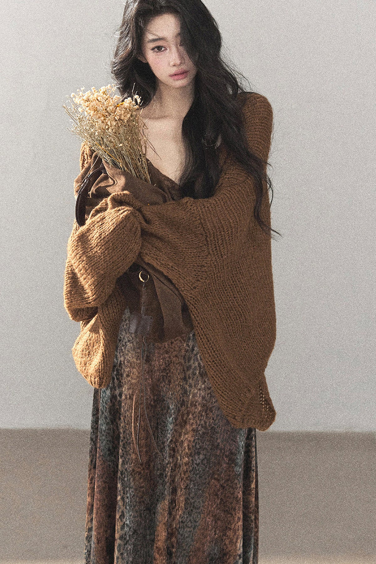 Leopard Print Velvet Strap Long Dress