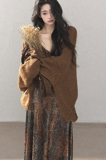 Leopard Print Velvet Strap Long Dress