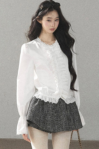 Black White Tweed Jacket With Skirt and Top Set-Up