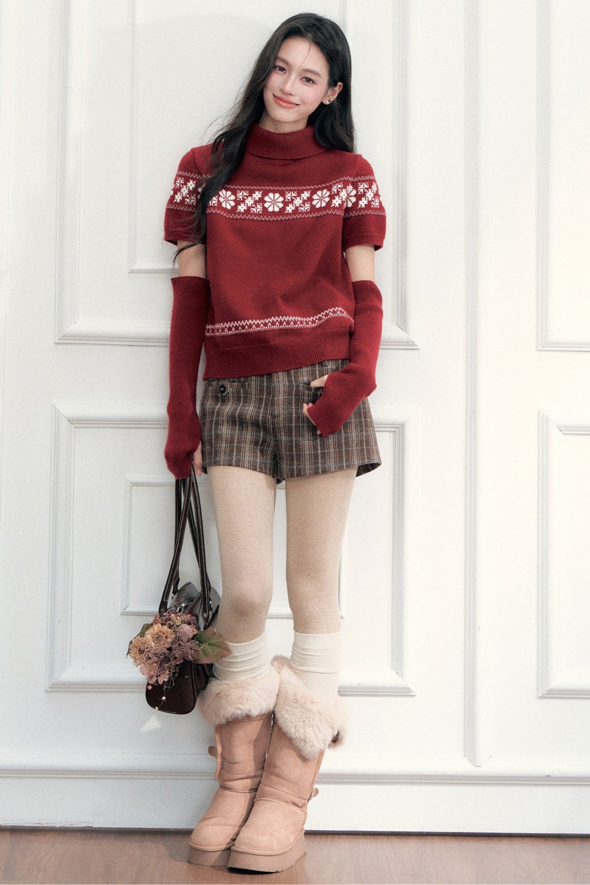 Classic Retro Plaid Woolen Straight Shorts