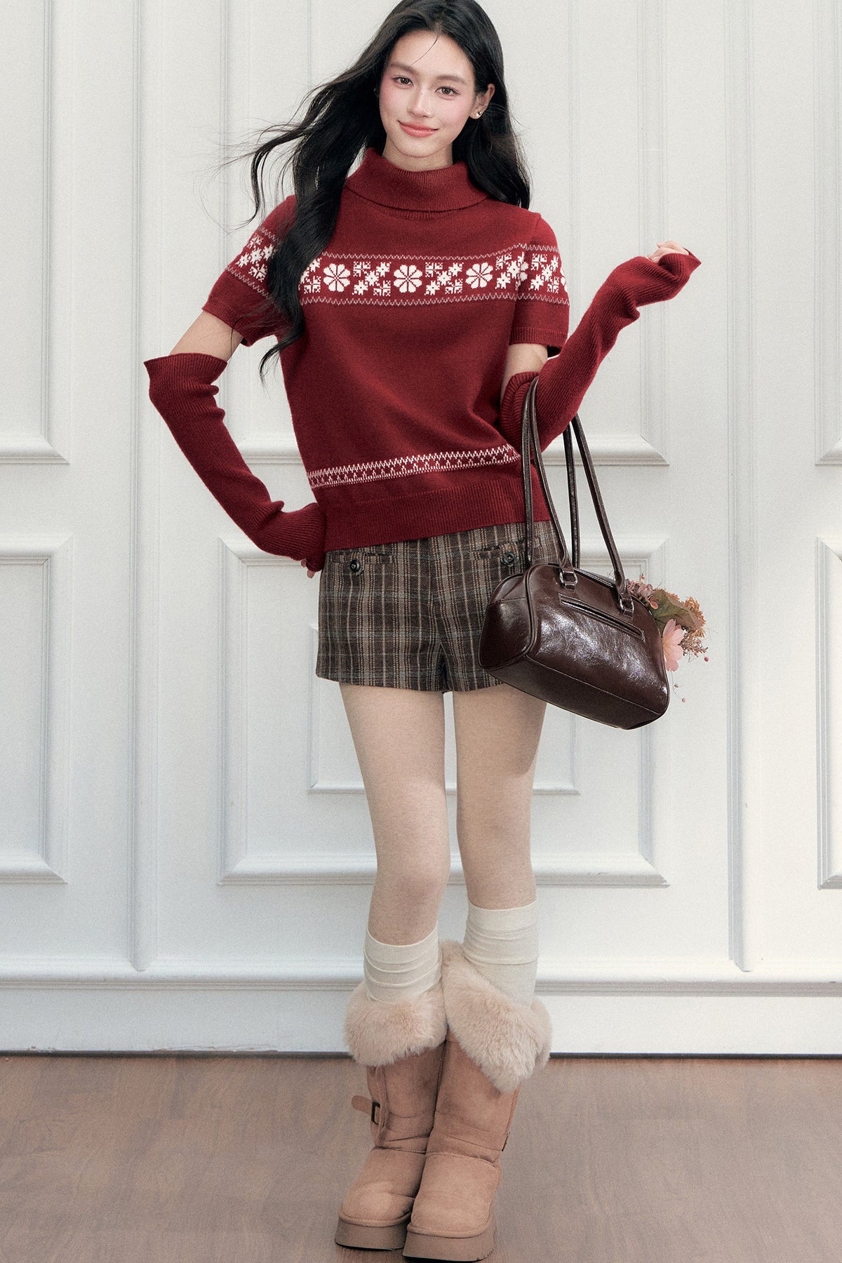 Classic Retro Plaid Woolen Straight Shorts
