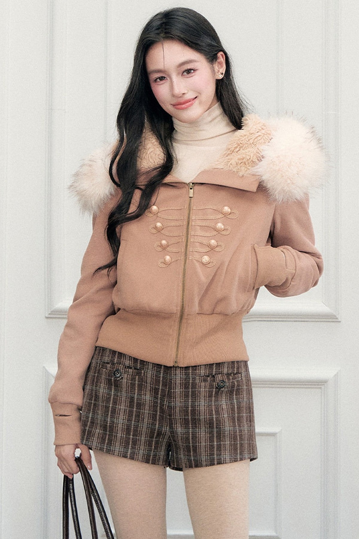 Classic Retro Plaid Woolen Straight Shorts