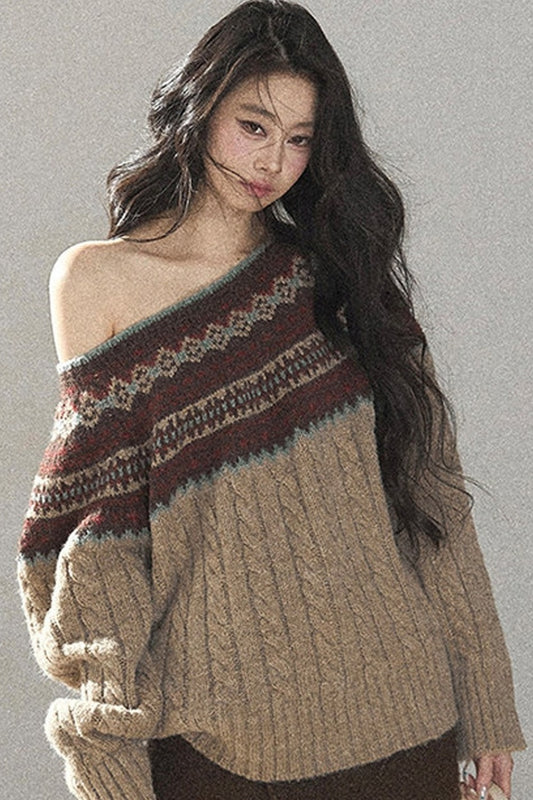 Fair Isle Cable Knit Sweater
