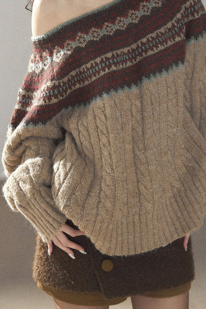 Fair Isle Cable Knit Sweater