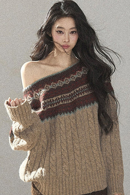 Fair Isle Cable Knit Sweater