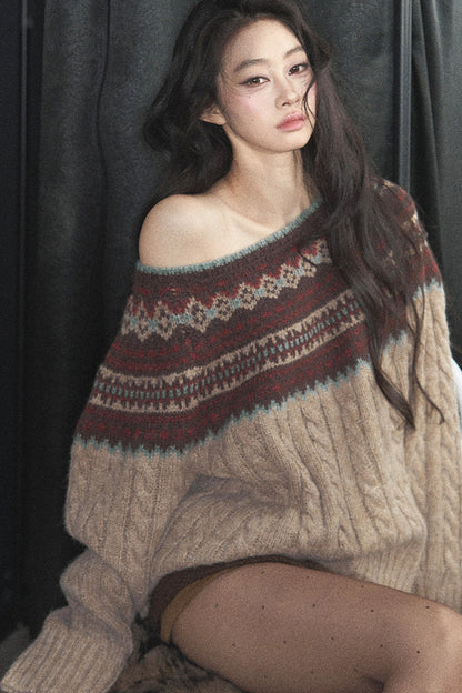 Fair Isle Cable Knit Sweater