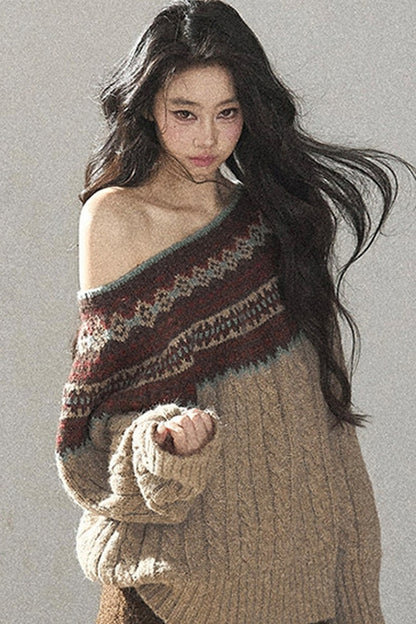 Fair Isle Cable Knit Sweater