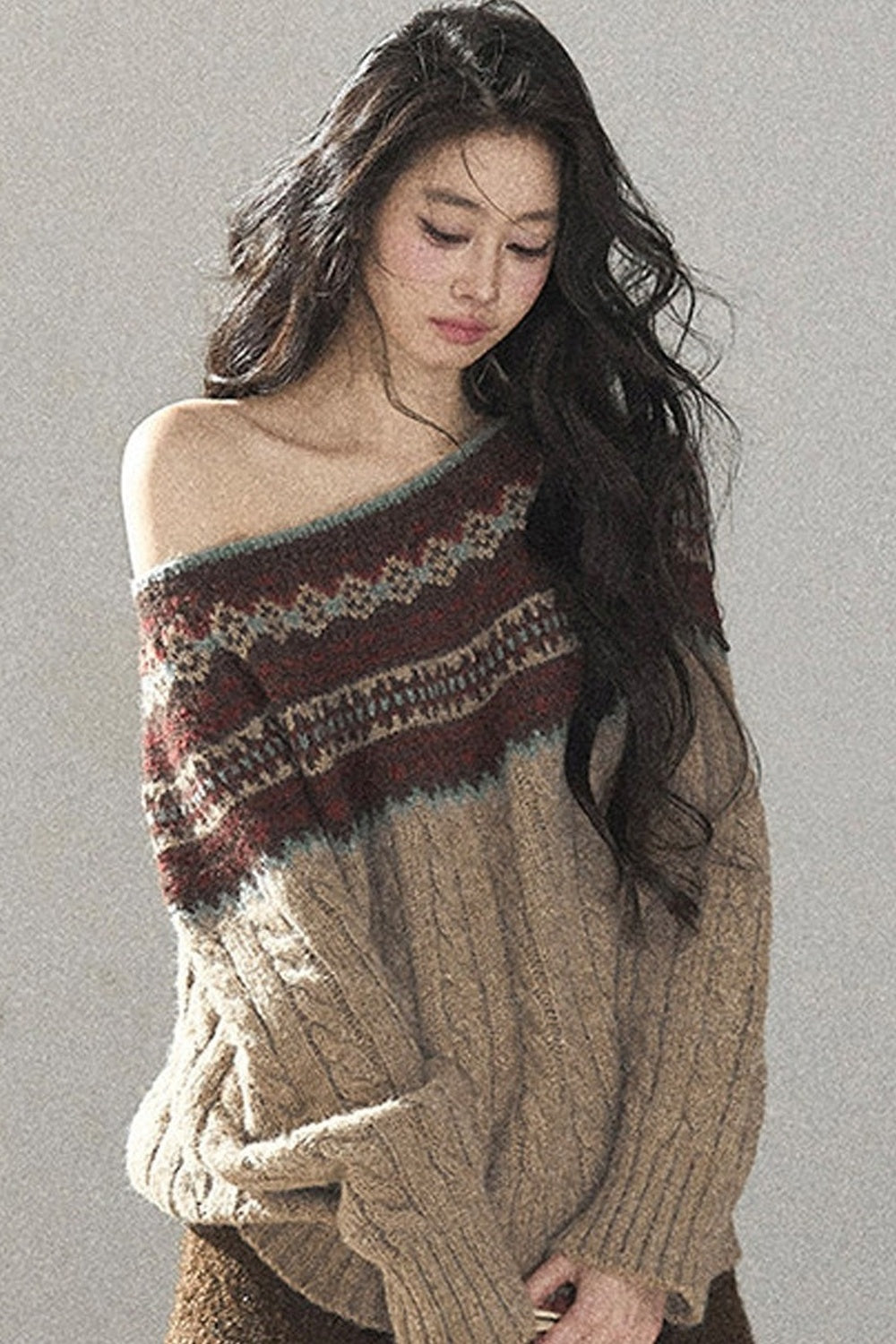 Fair Isle Cable Knit Sweater