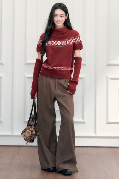 Vintage Fair Isle Jacquard Short-Sleeve Knit Top
