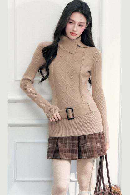 Belted Knit Sweater