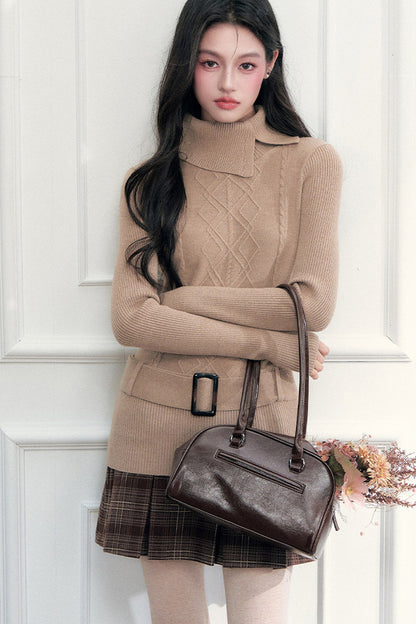 Belted Knit Sweater