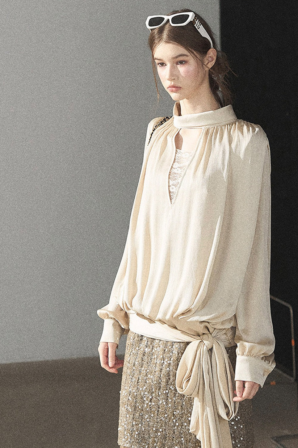 Straight Cut Sequin Lace Skirt