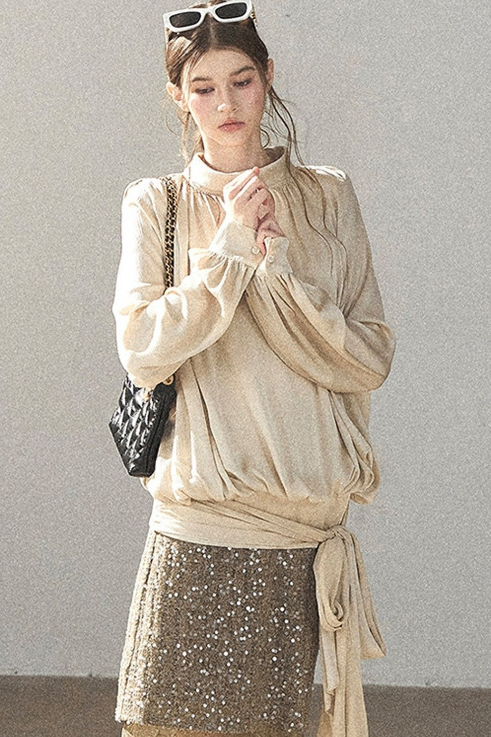 Straight Cut Sequin Lace Skirt