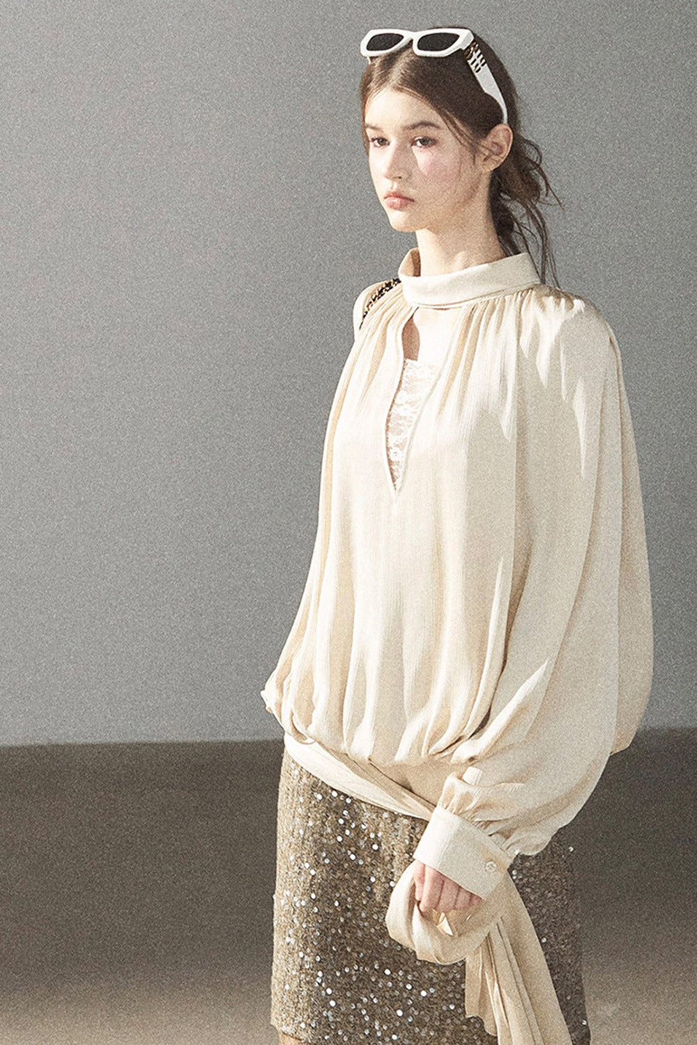 Straight Cut Sequin Lace Skirt