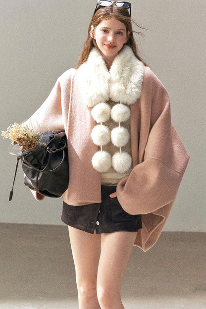 Fluffy Pom-Pom Eco-Fur Scarf