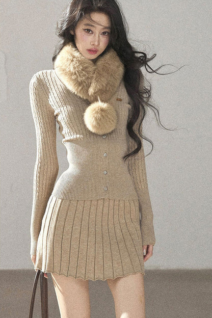 Fluffy Pom-Pom Eco-Fur Scarf