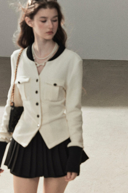 Little Style Waffle Knit Top and Pleated Skirt Set-Up