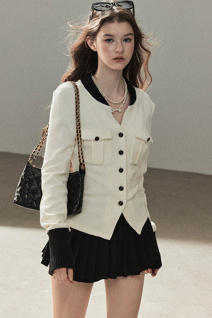 Little Style Waffle Knit Top and Pleated Skirt Set-Up