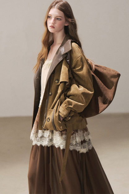 British Style Faux Suede Workwear Jacket