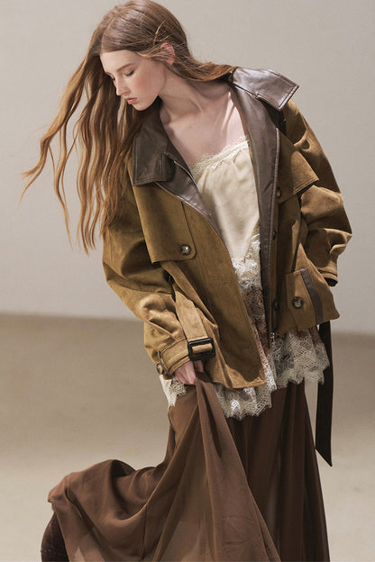 British Style Faux Suede Workwear Jacket