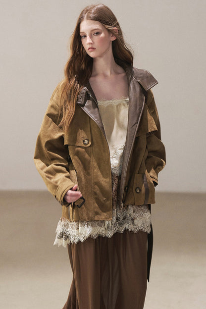 British Style Faux Suede Workwear Jacket