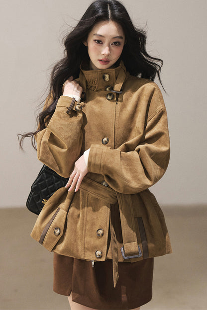British Style Faux Suede Workwear Jacket