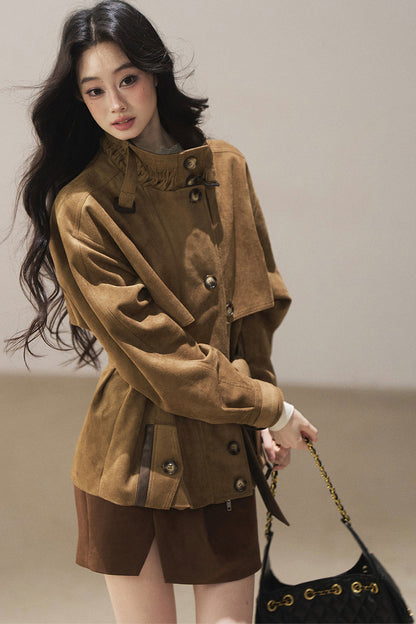 British Style Faux Suede Workwear Jacket