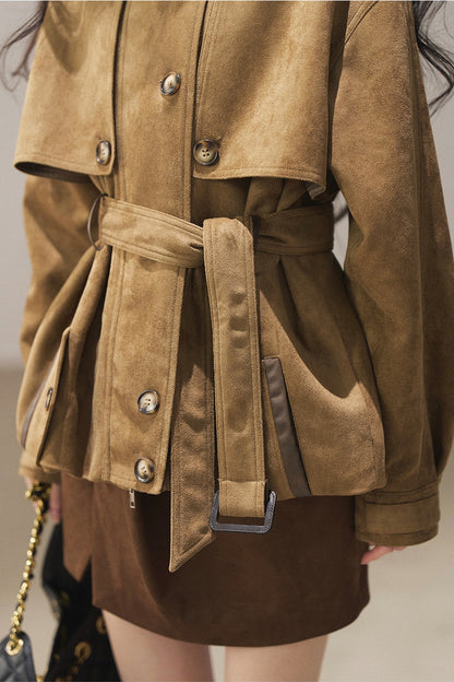 British Style Faux Suede Workwear Jacket