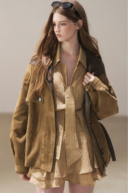 British Style Faux Suede Workwear Jacket
