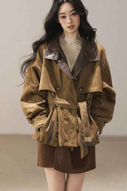 British Style Faux Suede Workwear Jacket