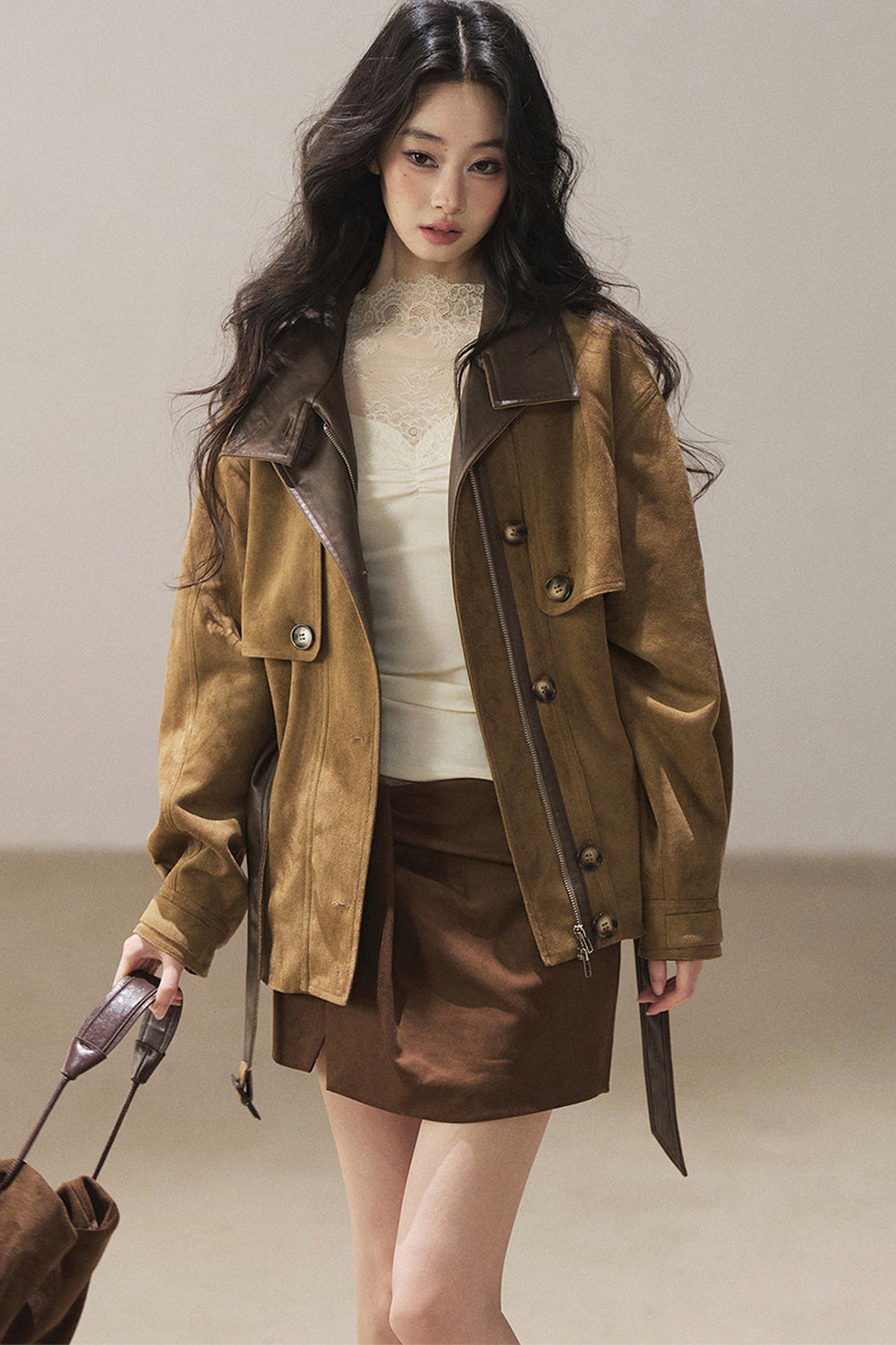 British Style Faux Suede Workwear Jacket