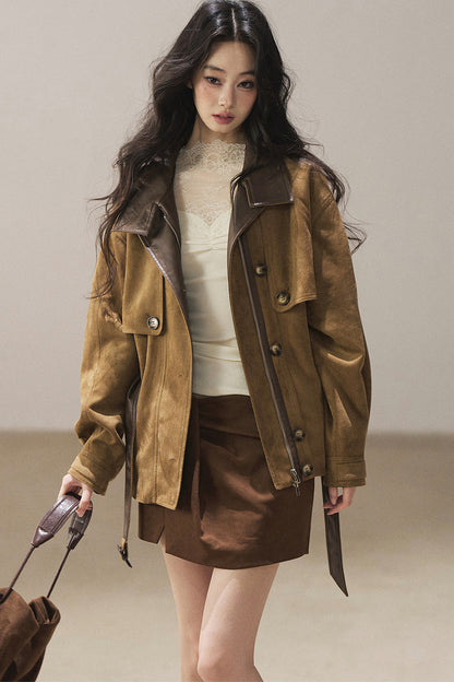 British Style Faux Suede Workwear Jacket