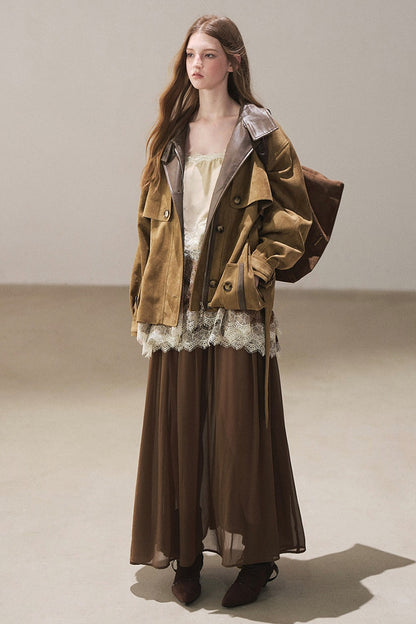 British Style Faux Suede Workwear Jacket