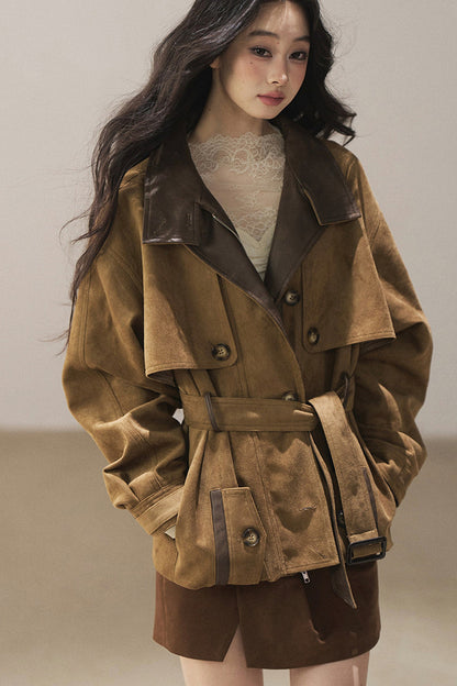 British Style Faux Suede Workwear Jacket