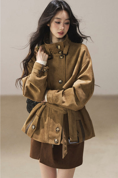 British Style Faux Suede Workwear Jacket