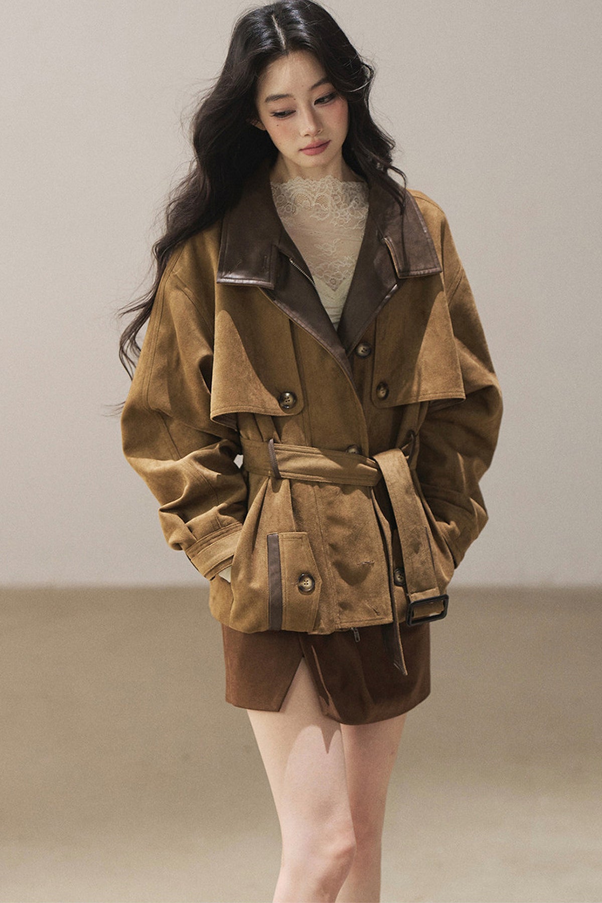 British Style Faux Suede Workwear Jacket