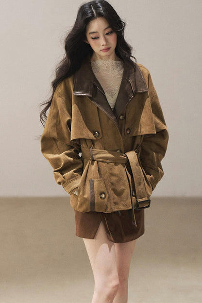 British Style Faux Suede Workwear Jacket