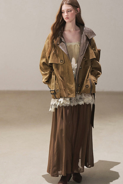 British Style Faux Suede Workwear Jacket