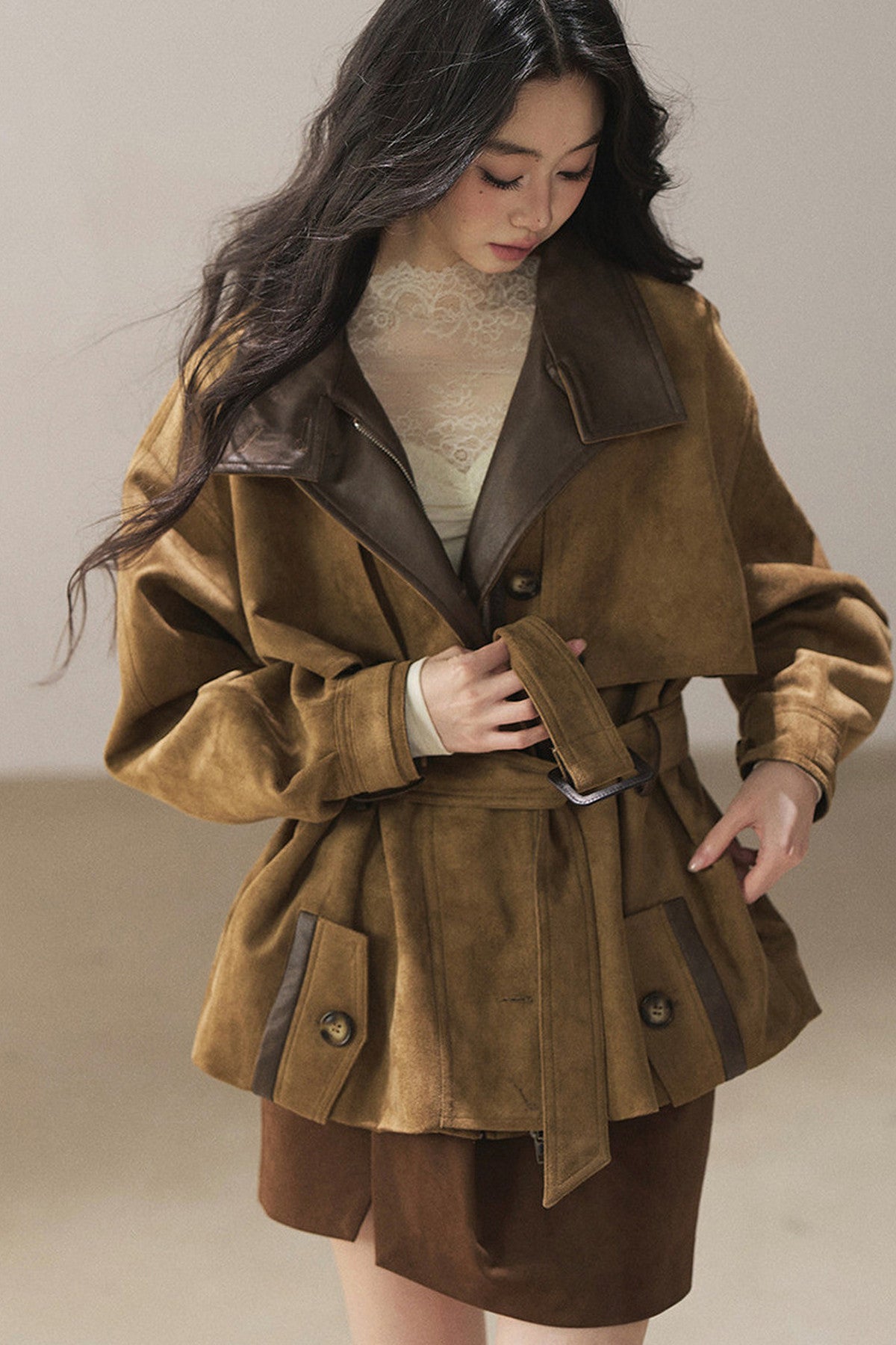 British Style Faux Suede Workwear Jacket
